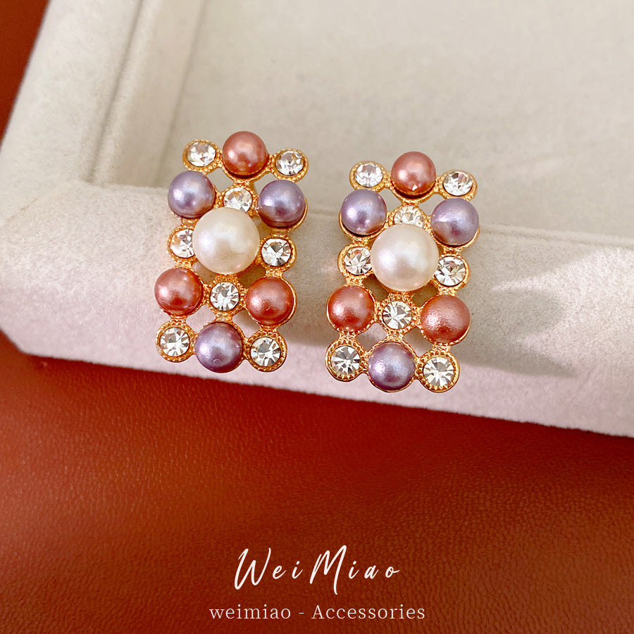 Women's Middle Ancient Diamond Beaded Pearl Ear Light Luxury Minority Clavicle Necklaces