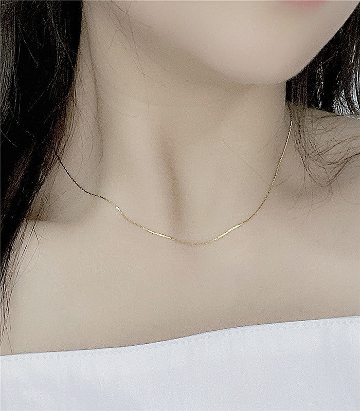 Sier Basic Style Slim Daily Sweet Necklaces