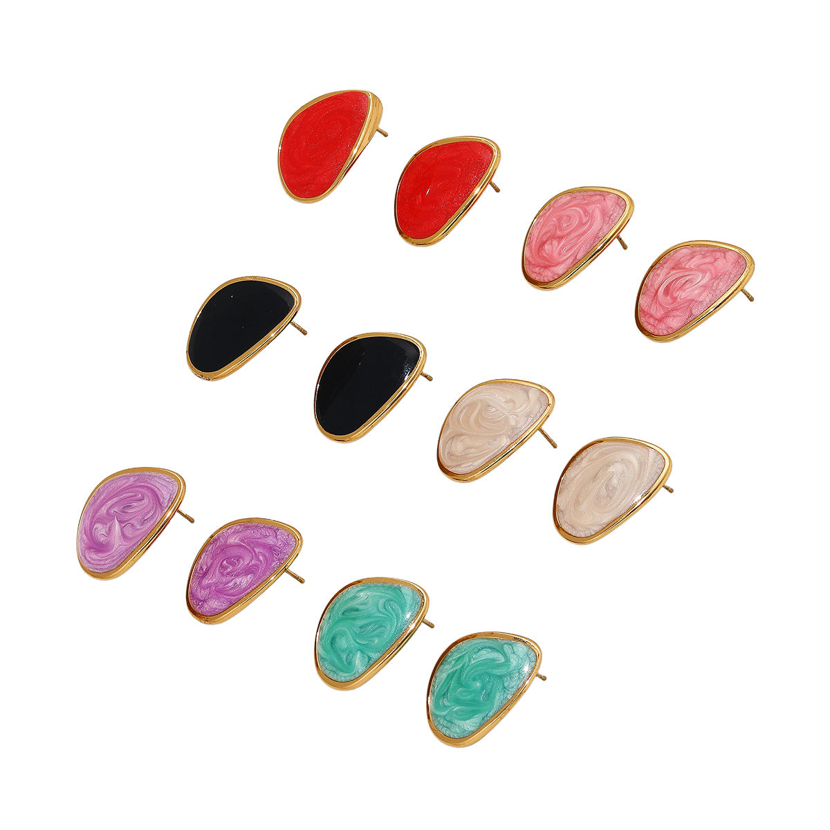 Colorful Geometric Water Drop Light Luxury Design Stud Earrings