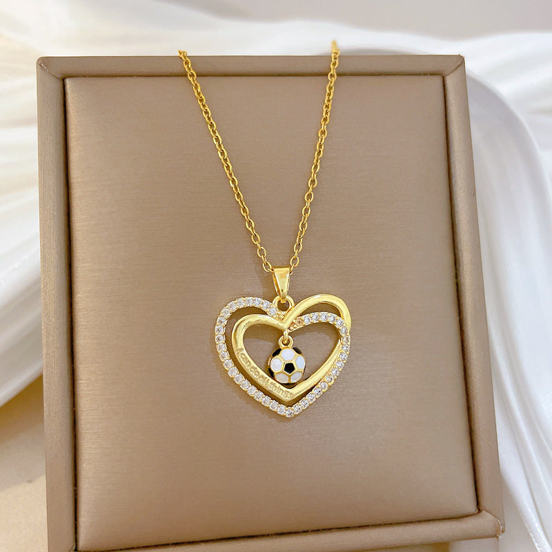 Women's Steel Love Oil Dripping Football Affordable Luxury Style Elegant Gorgeous Necklaces