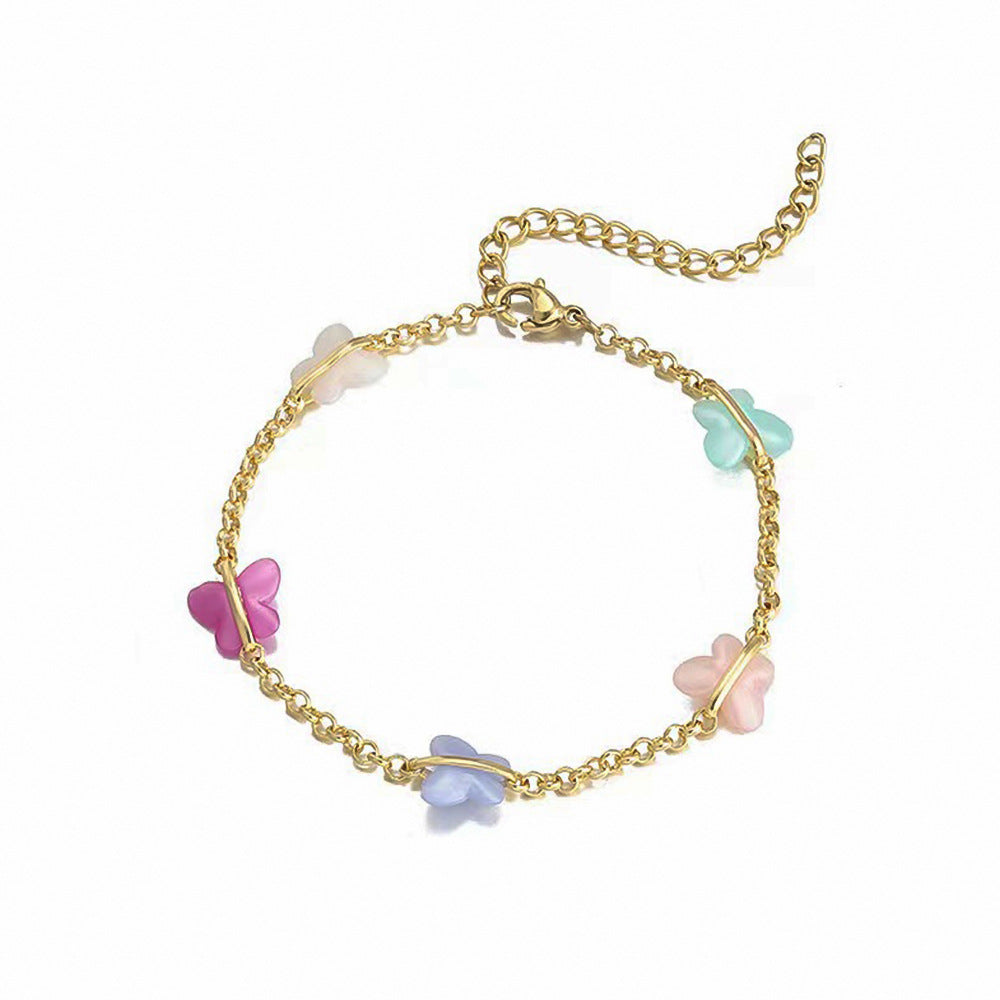 Bohemian Colorful Oil Fashion Stainless Steel Butterfly Bracelets