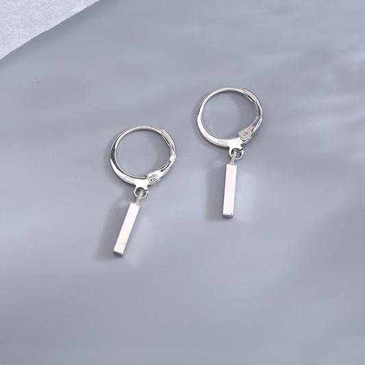Women's Sier Needle Geometric Word Ear Clip Earrings