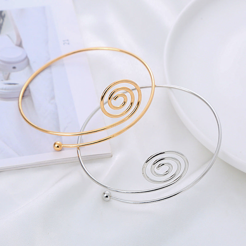 Temperament Simple Cold Style Armband Metal Spiral Opening Small Golden Bracelet