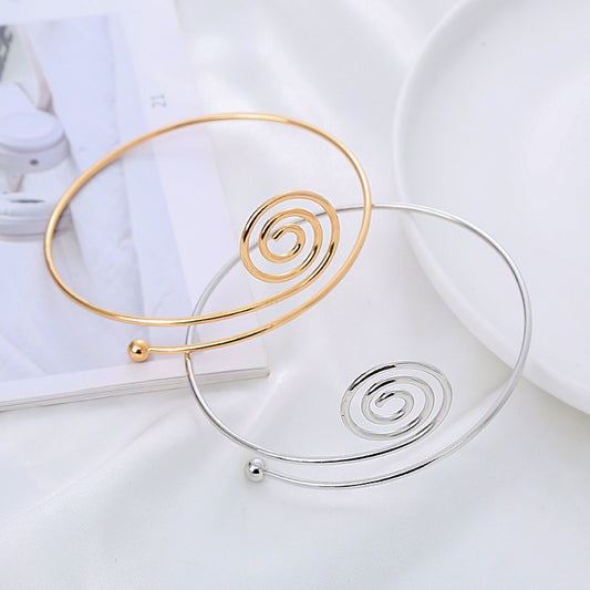 Temperament Simple Cold Style Armband Metal Spiral Opening Small Golden Bracelet