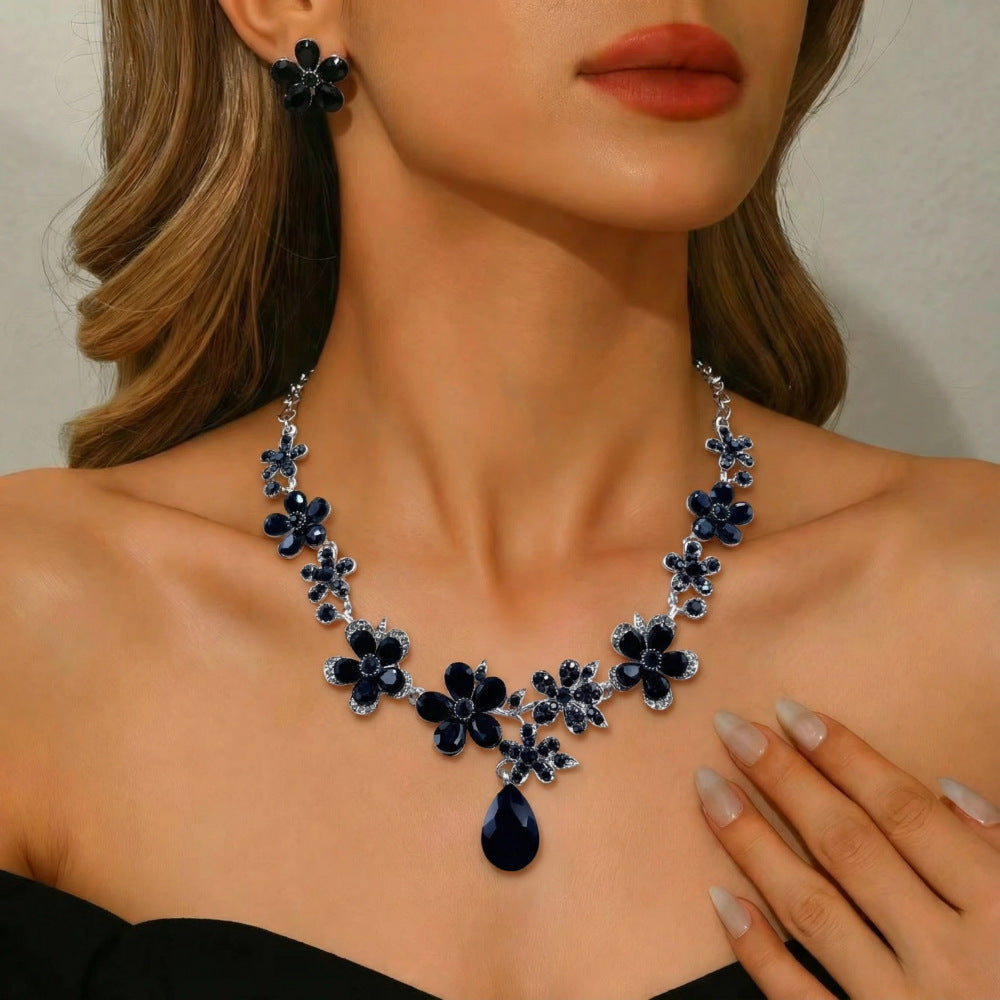 Exaggerated Alloy Suite Bridal Wedding Full Rhinestone Jewelry Set