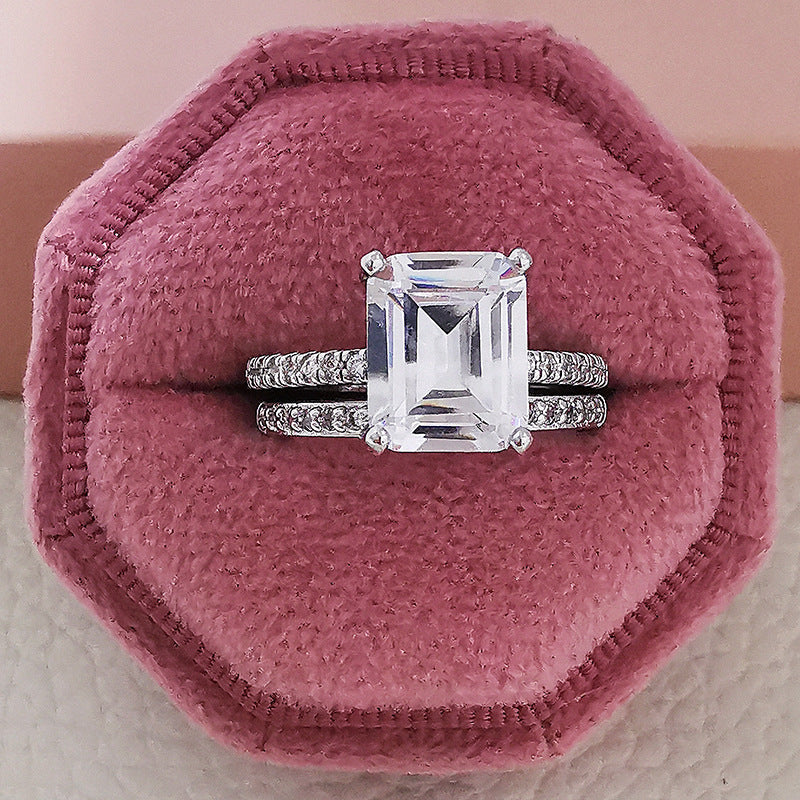 Women's Valentine's Day Flat Cut Zircon Inlaid Combined Special Interest Light Ring