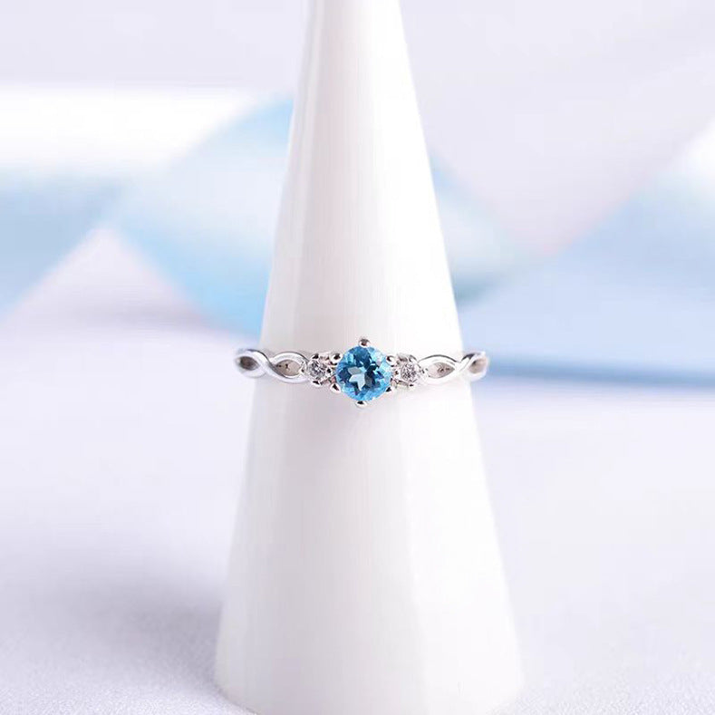 Blue Zirconium Female Male Opening Adjustable Ring