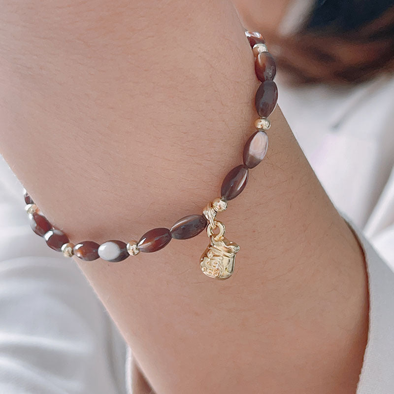 Mocha Female Blessing Card Heart Longevity Lock Bracelets