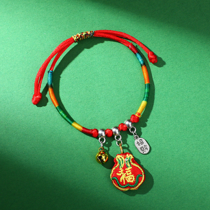 Children's Dragon Boat Festival Colorful Rope Small Tiger Head Lucky Bag Bracelet
