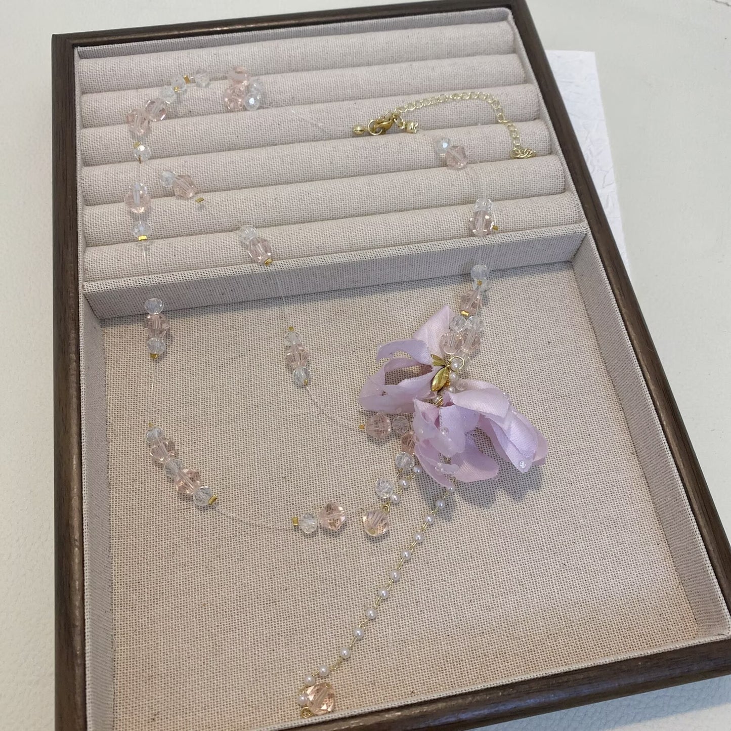 Style Double Layer Transparent Beaded Flower Light Luxury Clavicle Chain Necklaces