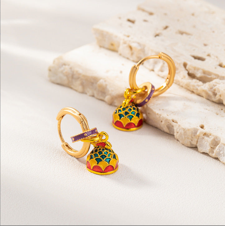 Style Enamel Drip Glazed Temperament Wild High Sense Ear Clip Earrings