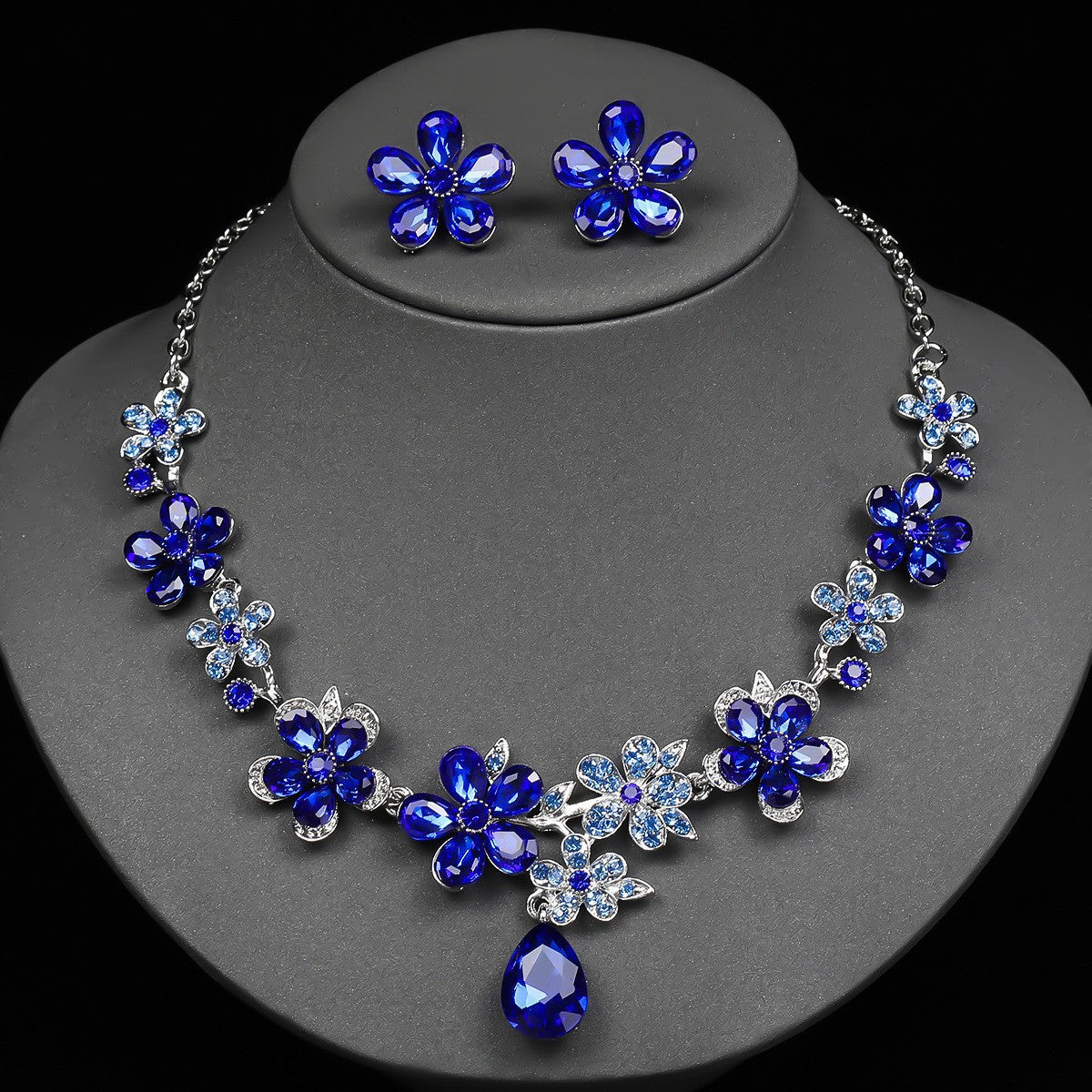 Exaggerated Alloy Suite Bridal Wedding Full Rhinestone Jewelry Set