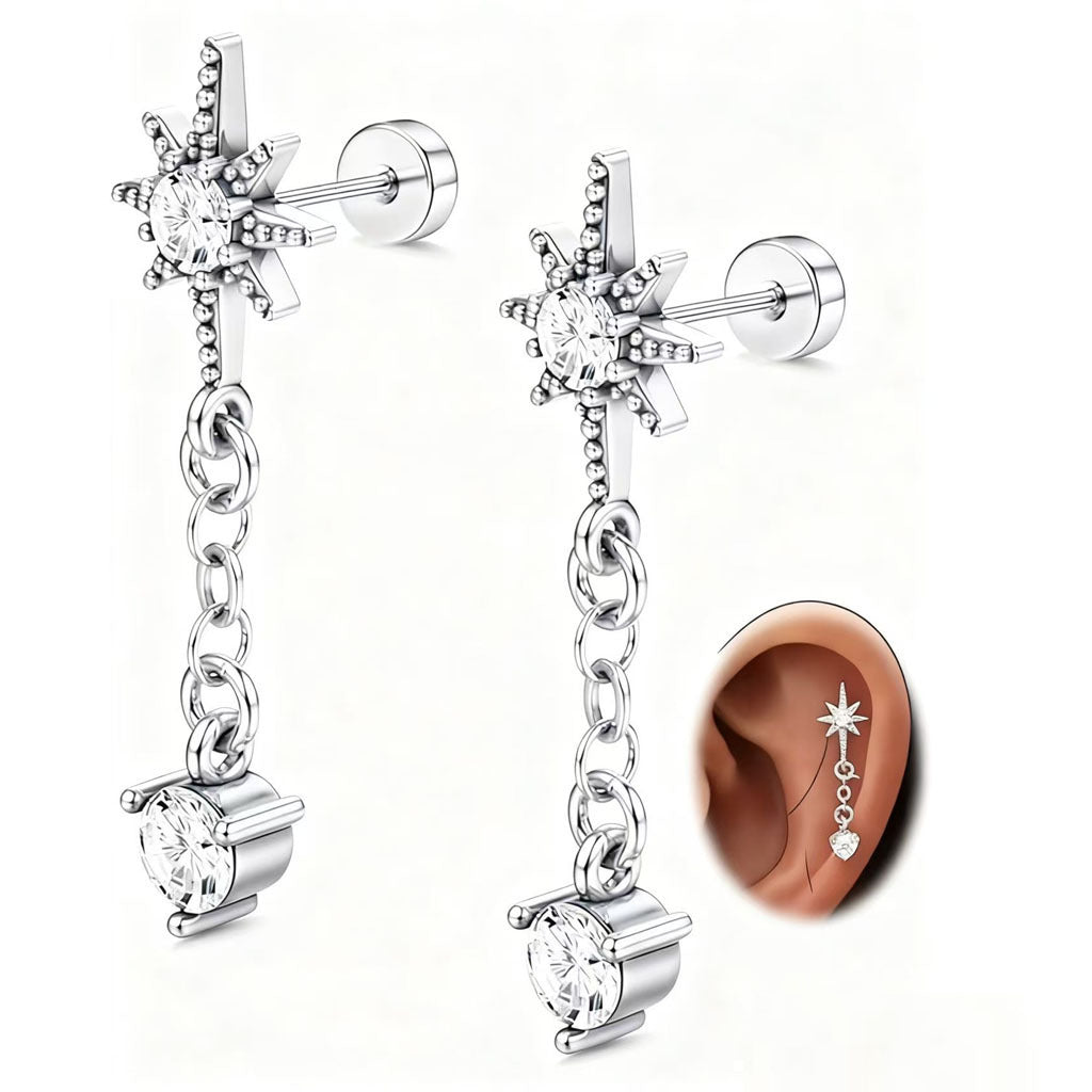 Horse Eye Inlaid Zirconium Round Cake Female Stud Earrings