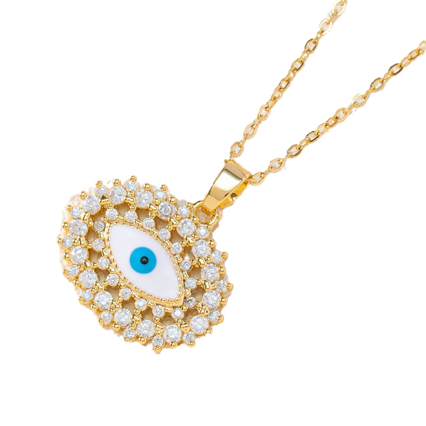 Women's Color Zircon Dripping Devil's Eye Brass Necklaces