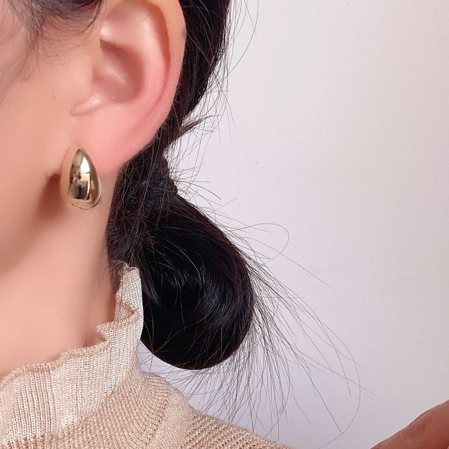 Mosquito Coil Cold Style Metal Water Drop Simple Ear Clip