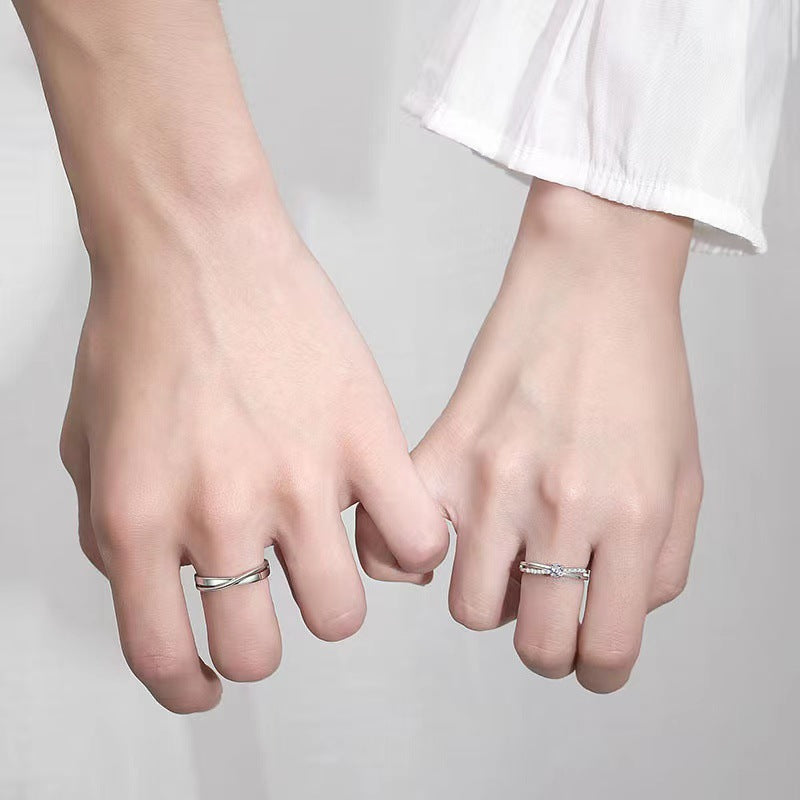 Women's & Men's Full Sugar Sweetheart Couple One Pair Diamond Ring