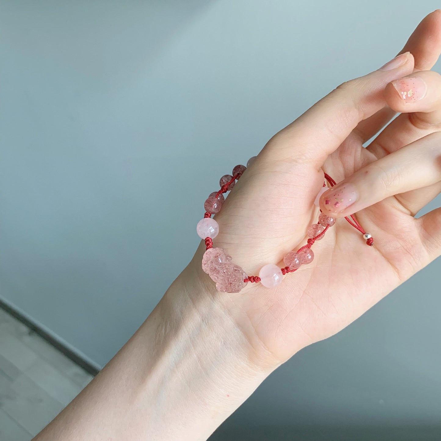 Bracelets de perles porte-bonheur en corde rouge, vie féminine Crystal Pi