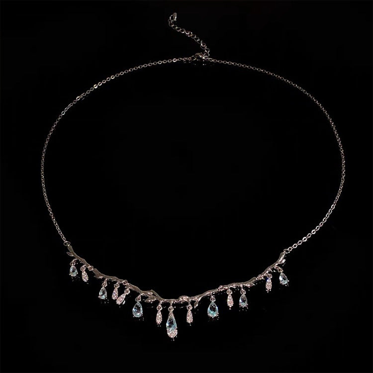 Zircon Water Drops Tassel Female Personality Necklaces