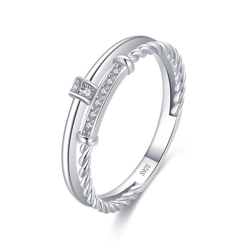 Sterling Sier Female Fashion Line Simple Rings