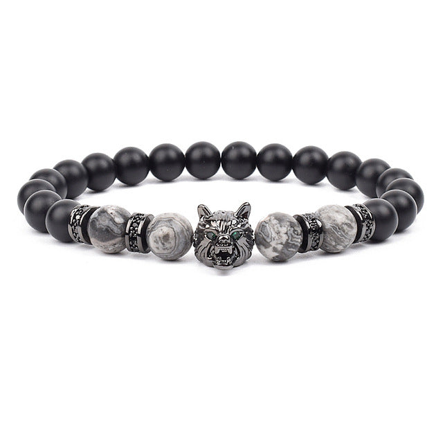 Bracelets en Zircon incrustés de Micro tête de loup dominateur pour hommes