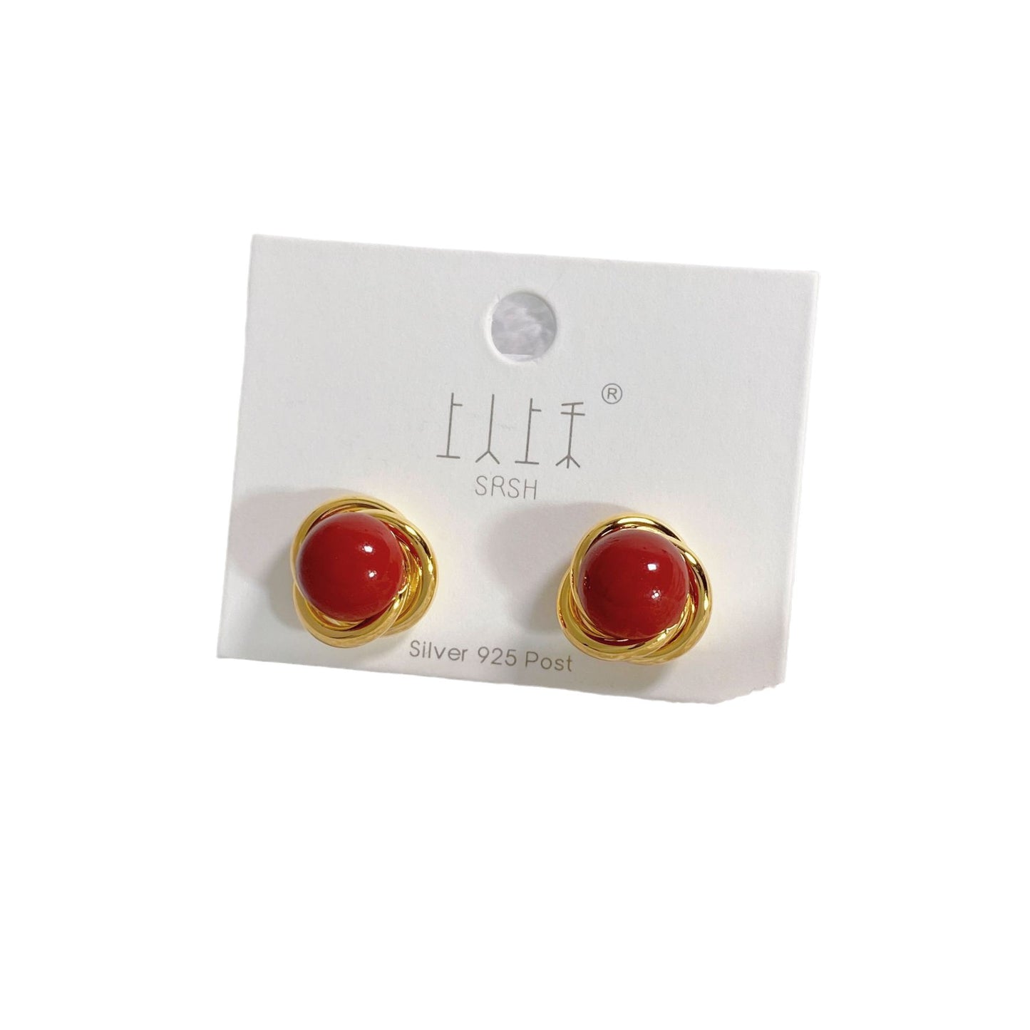 Women's Red Pearl Sier Needle Korean Style Elegant Earrings