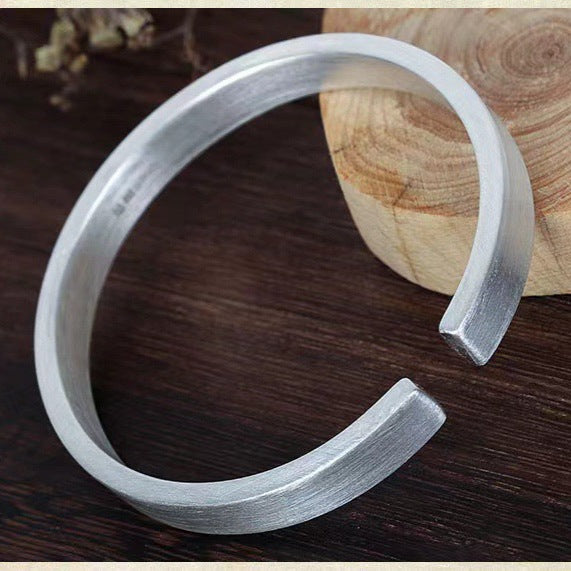 Men's Copper Sier-plated Ladies Sier Glossy Brushed Snowflake Handmade Open Bracelet