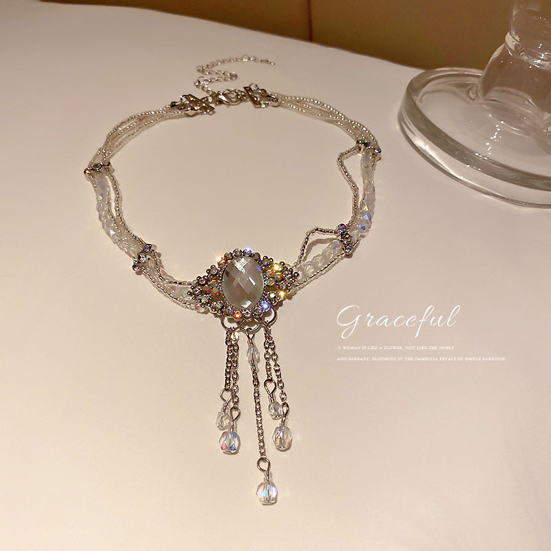 Grandeur Personality Diamond Crystal Bead Clavicle Necklaces