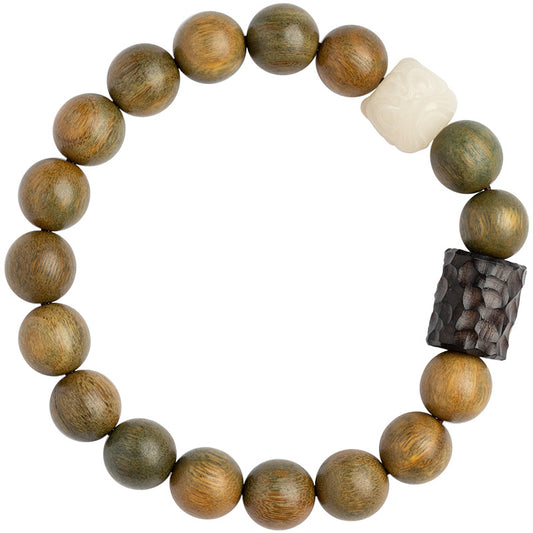 Bois de santal vert Bodhi sculpture sur bois bracelets en bois noir