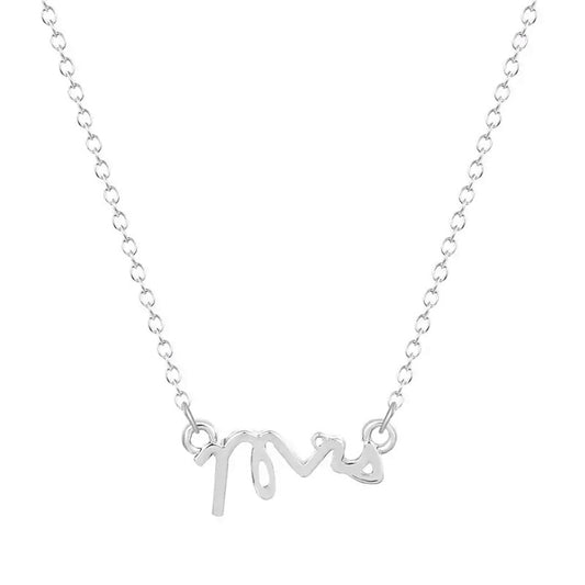 Women's Cursive English Letters Titanium Steel Symbol Clavicle Necklaces