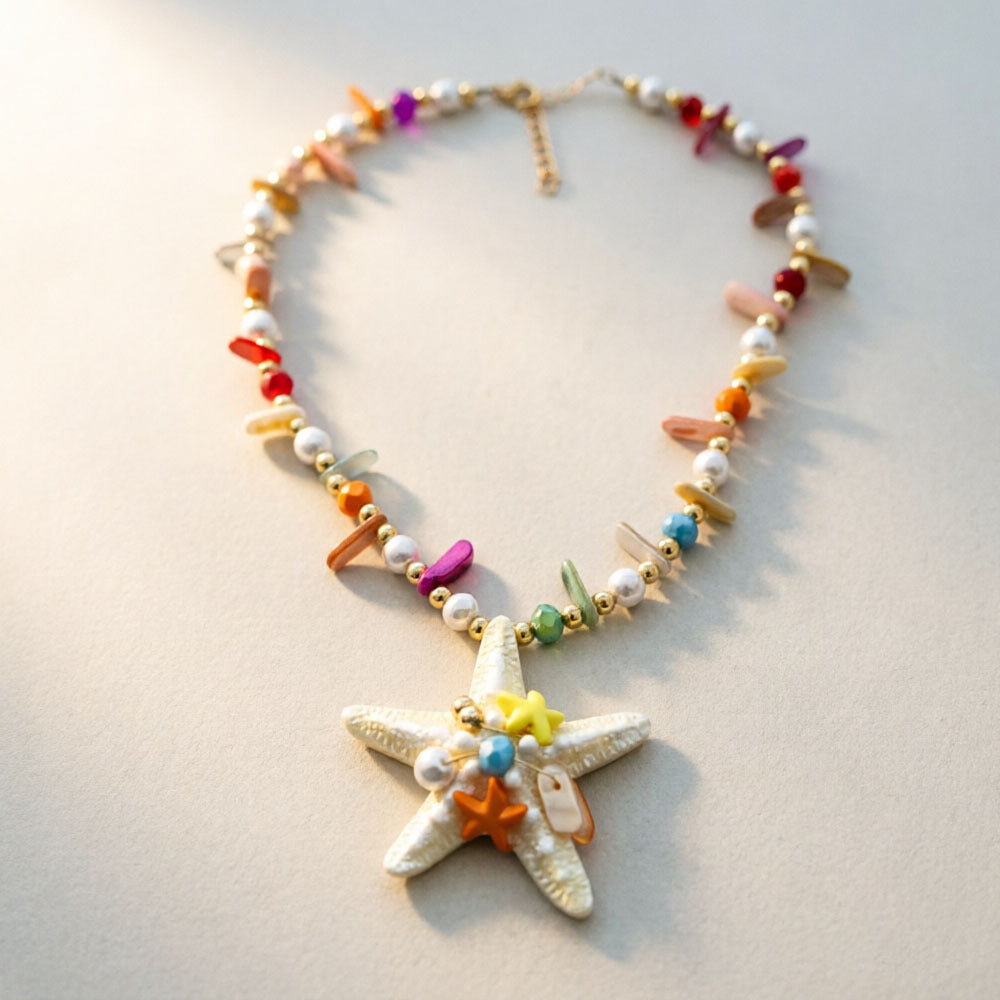 Women's Vacation Style Colorful Starfish Beaded Fashion Personalized Necklace