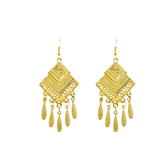 Style Peacock Golden Bell Tassel Bohemian Earrings