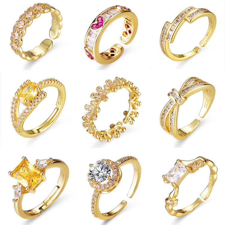 Light Luxury Niche Design Diamond Open Rings