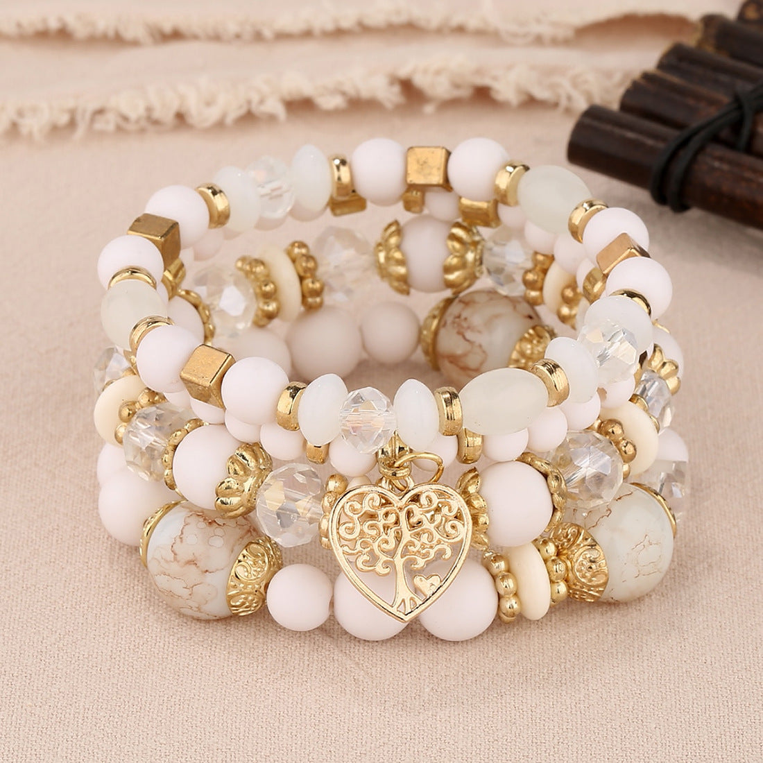 Fashion Bohemian Ethnic Style Crystal Peach Bracelets