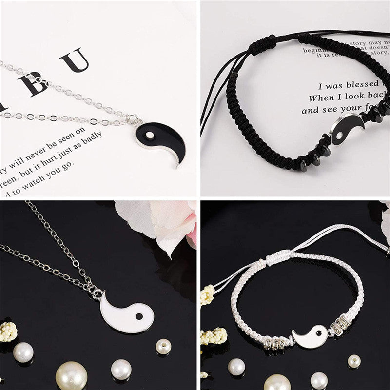 Bracelets de couture de pendentif Yin et Yang tissés en alliage