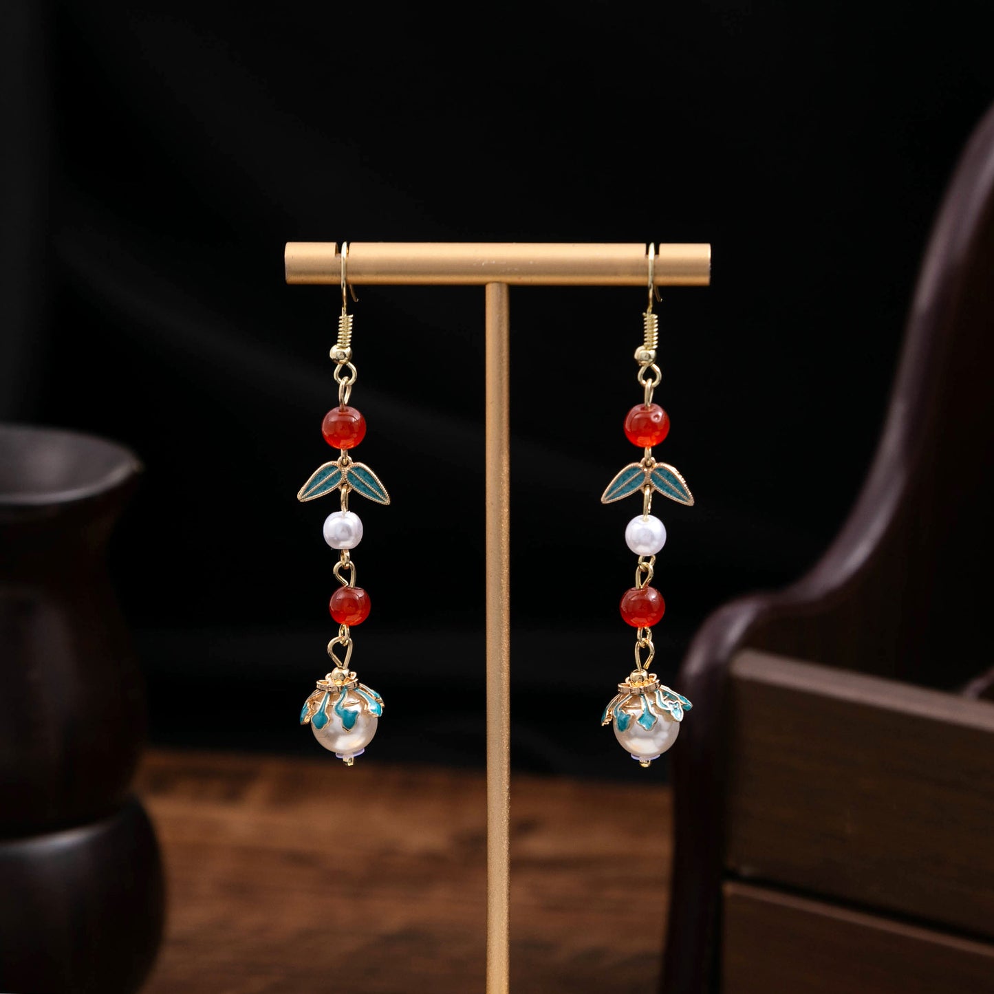 Selection Of Chinese Ancient Style Beaded Long Fringe National Hollow Earrings