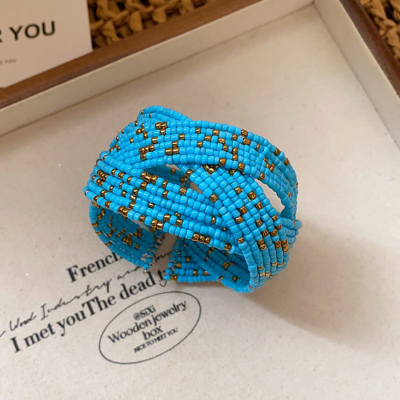 Vacation Style Acrylic Round Open-ended Fresh Sweet Niche Bracelet