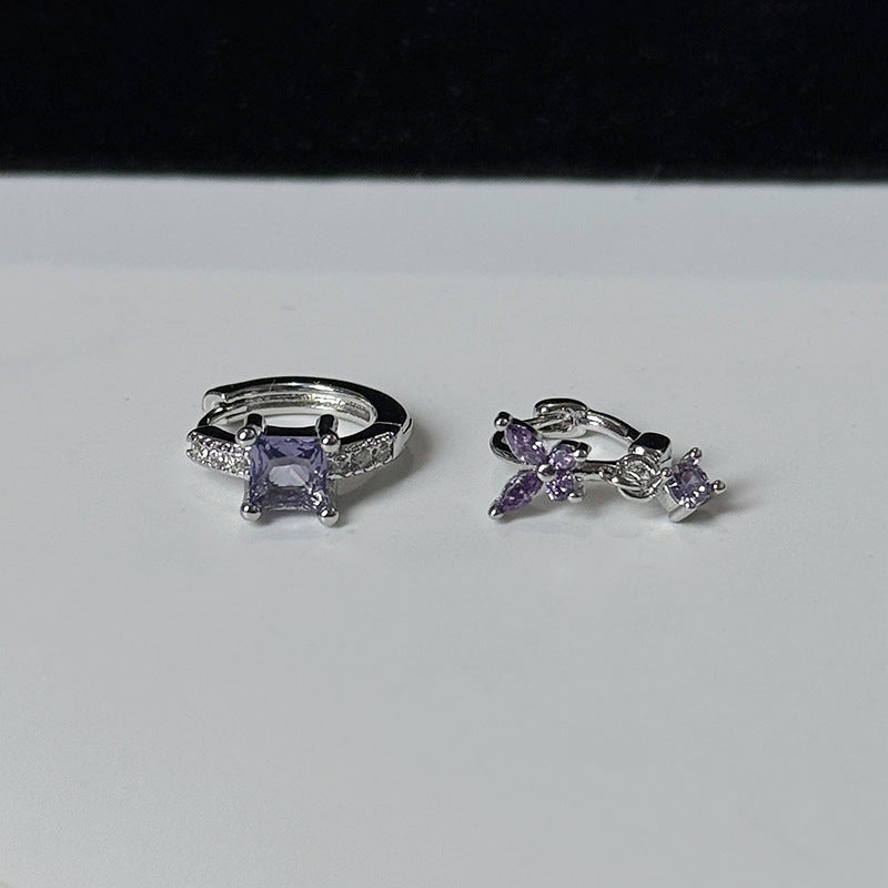 Purple Butterfly Clip Delicate Niche Design Double Rings