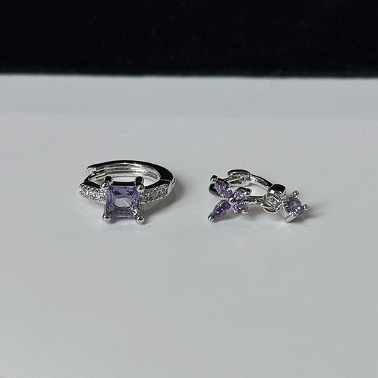 Purple Butterfly Clip Delicate Niche Design Double Rings