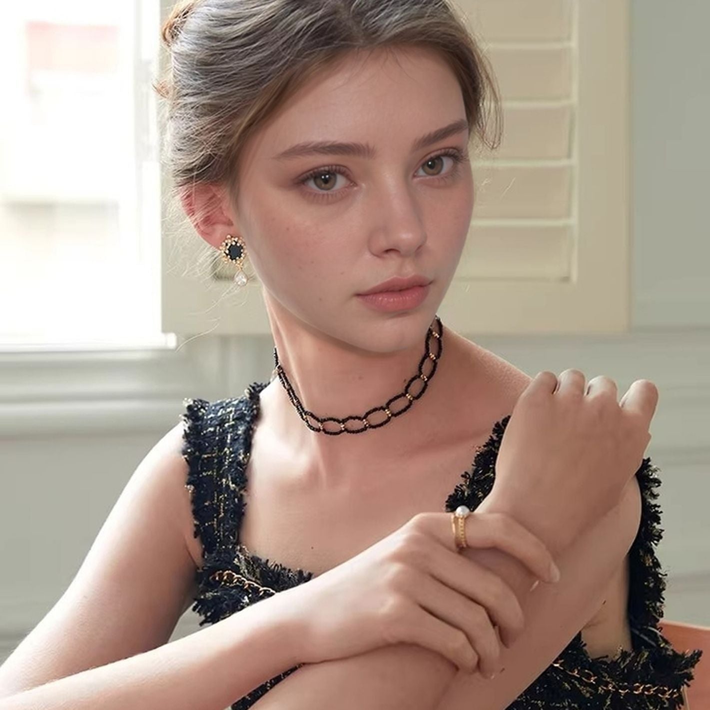 High-grade Black Female Niche Neckband Short Necklace