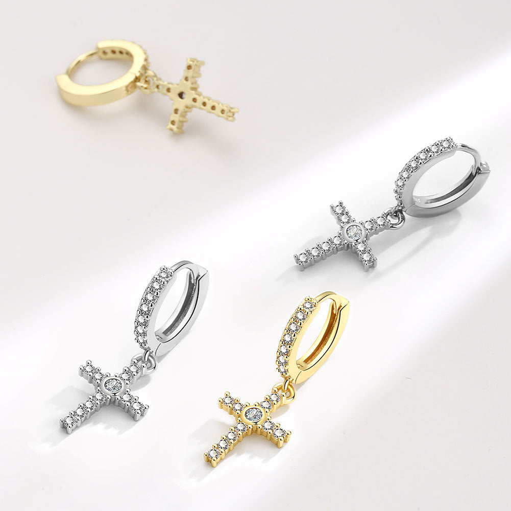 Women's Cross Micro Rhinestone Ear Clip Zircon Earrings