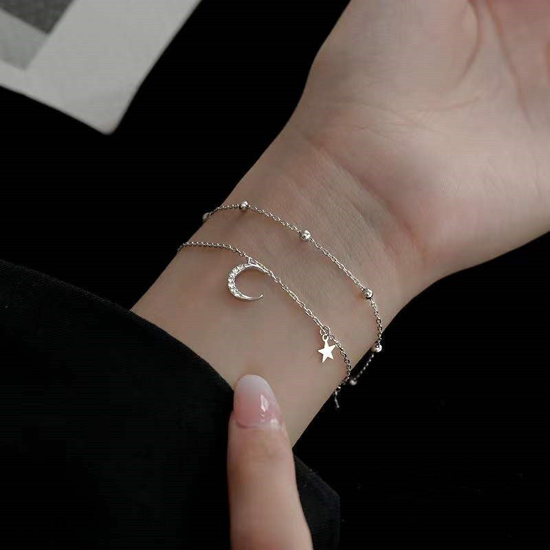 Bracelets à paillettes de lune en argent Sterling pour femmes, ornement de haute qualité