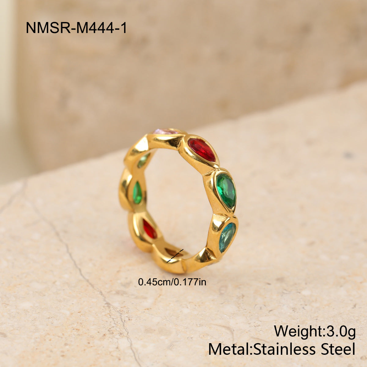 Stainless Steel Multicolor Zircon Female Retro Affordable Luxury Ring