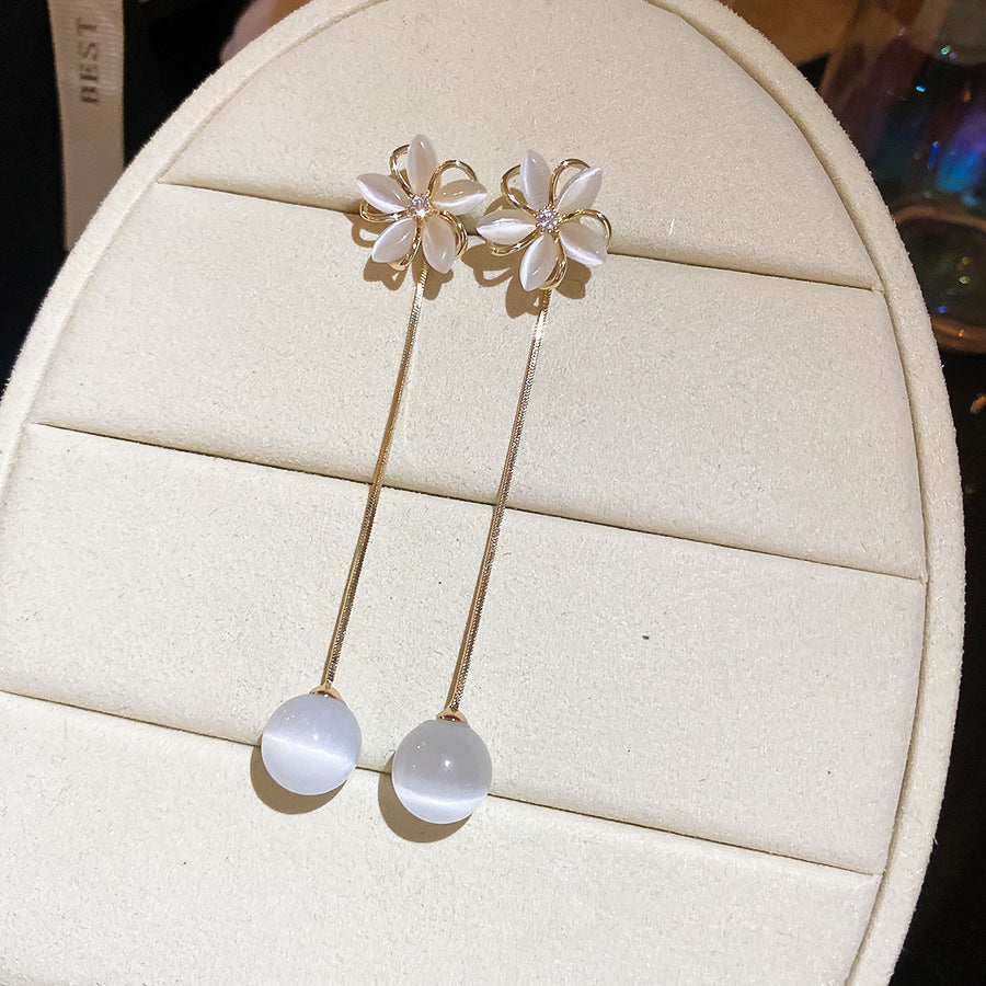 Real Gold Electroplated Zircon Opal Flower Light Ear Clip