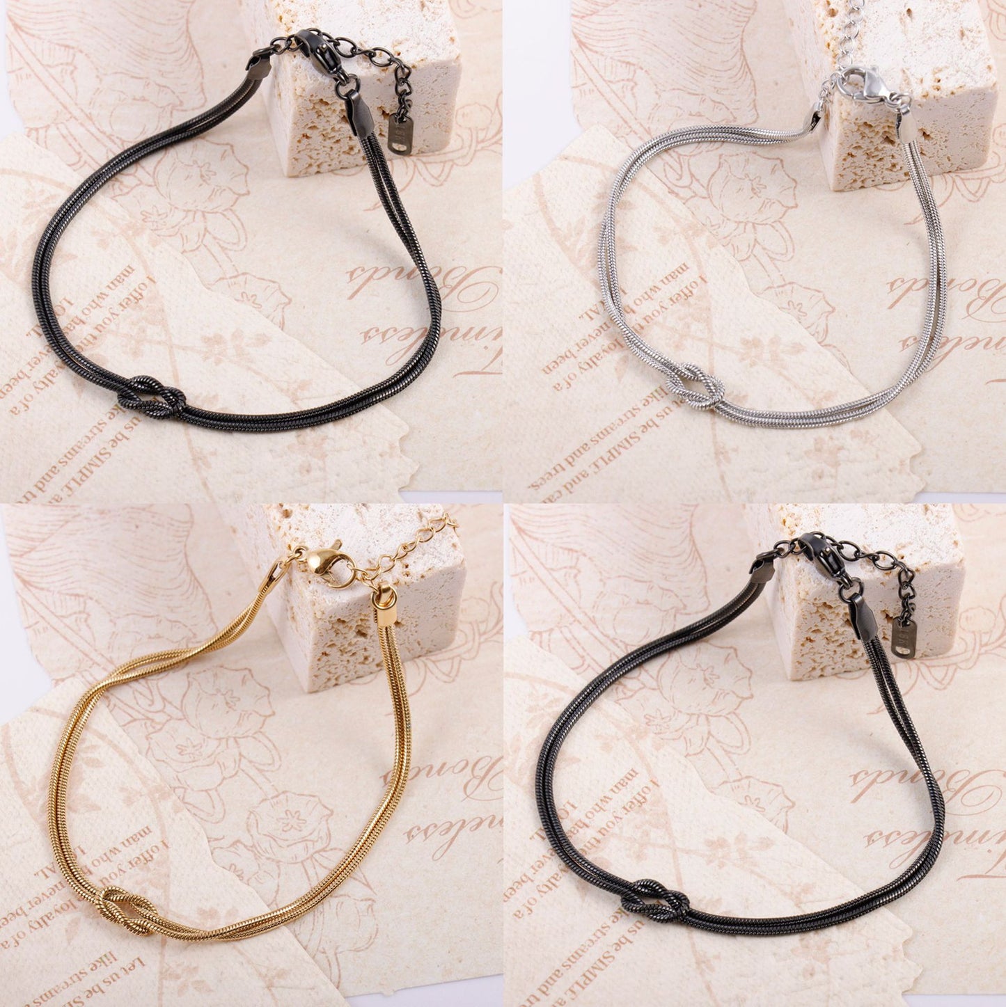 Titanium Steel Double Layer Twin Knotted Simple Affordable Luxury Fashion Jewelry Set
