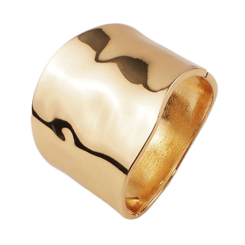 Women's Golden Wide-brimmed Glossy Electroplating Exaggerated Open-ended Bracelets