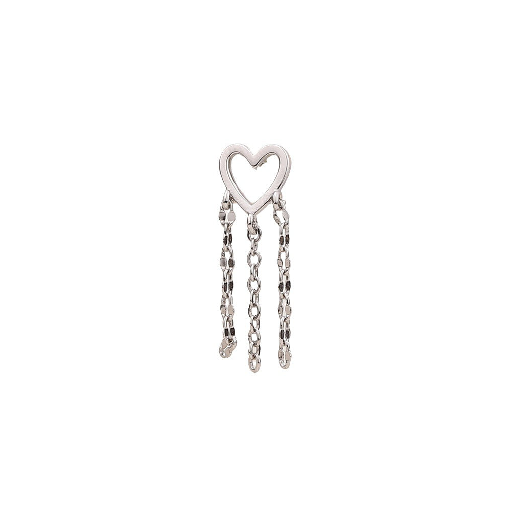 Heart-shaped Tassel Disco Chain Peach Heart Earrings