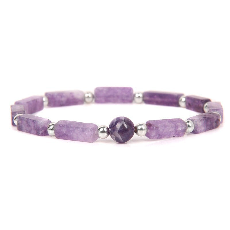 Women's Natural Amethyst Rectangular Simple Fashion Charm Bracelets