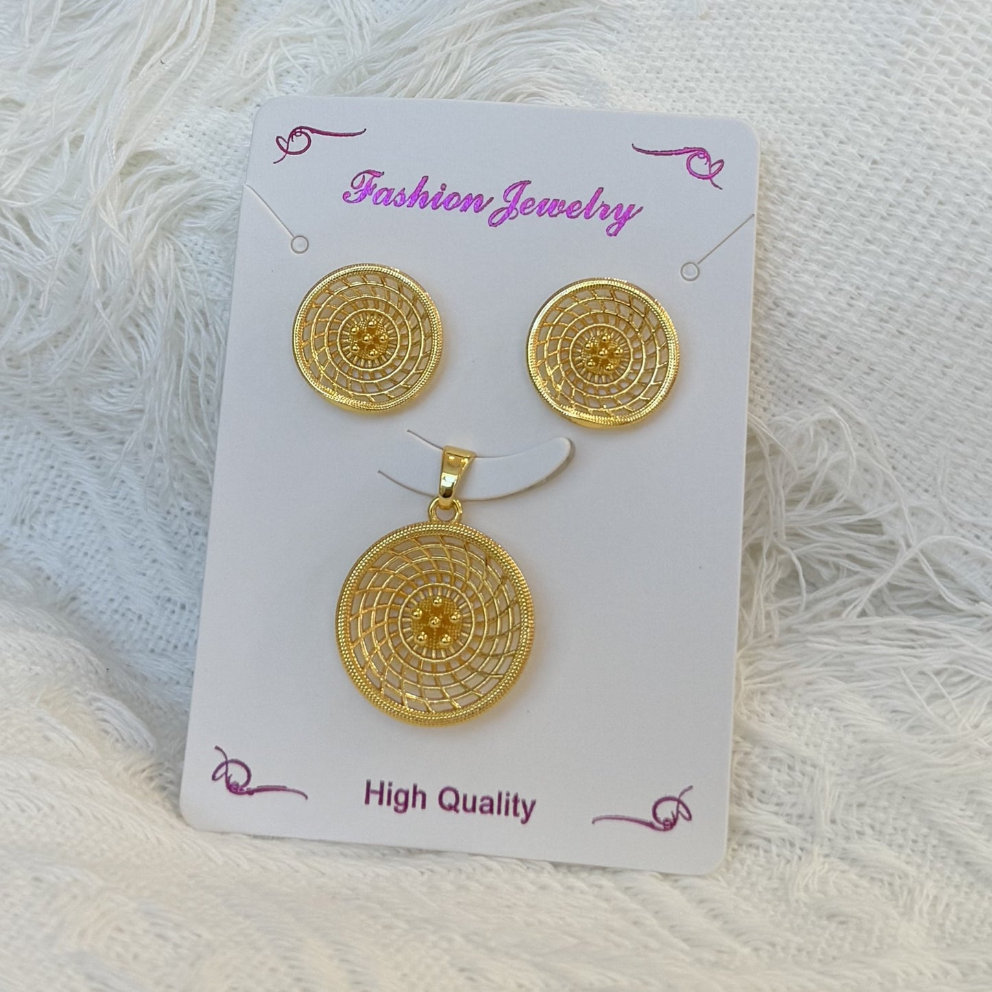 Love Heart Flowers Ear Baroque Gold Fashion Jewelry Set