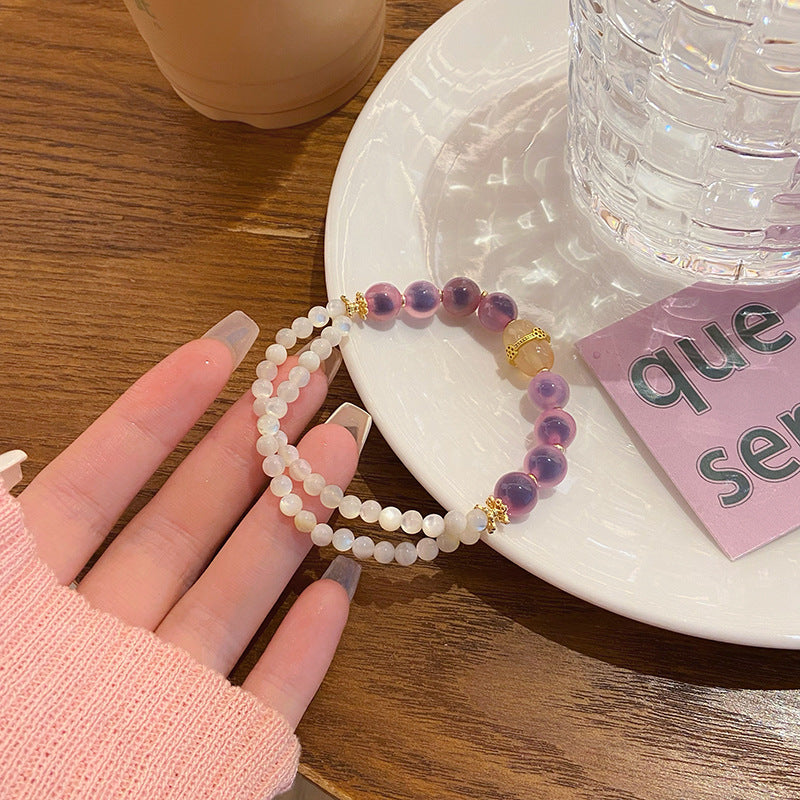 Sweet Fresh Pink Series Sugar Heart Agate Light Luxury Bracelets