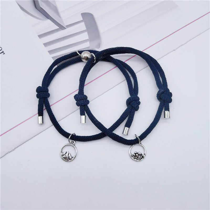 Women's & Men's Of Love Couple Magnet Attract True Pair And Woven Bracelets